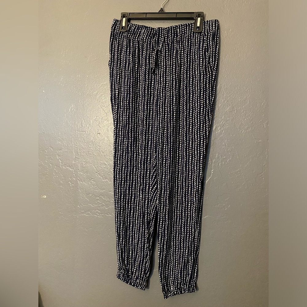 Per‎ Se Blue & White Polkadot Pull On Pants Size Medium